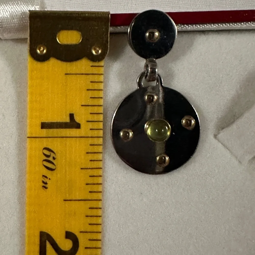 Designer PDL Stainless Steel 18k Gold Peridot Stone Earrings Made in Italy Boho
